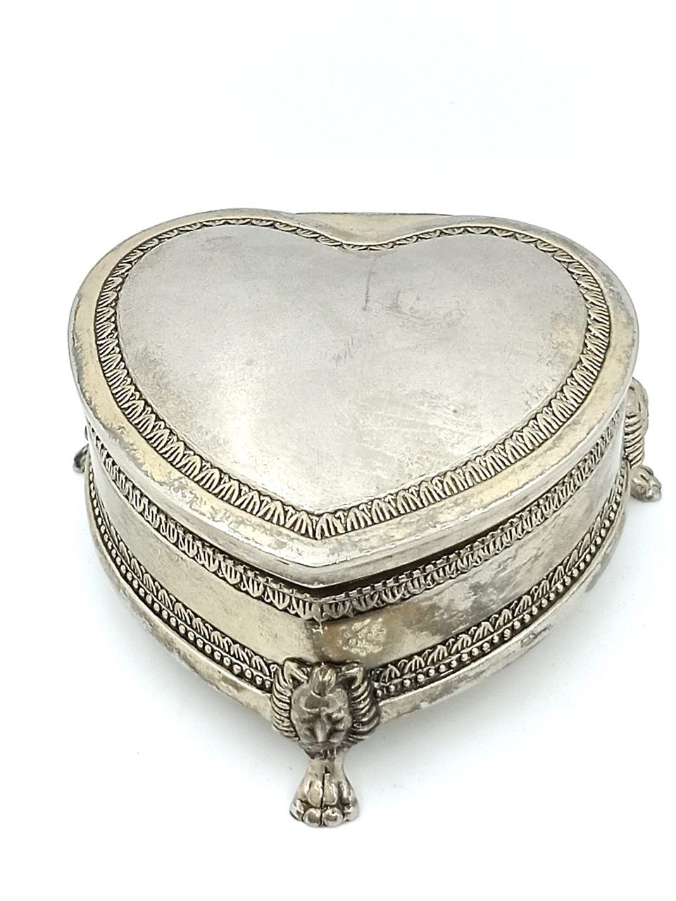 Silver plated heart shaped box