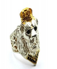 Lion-shaped silver ring, 14.8 g