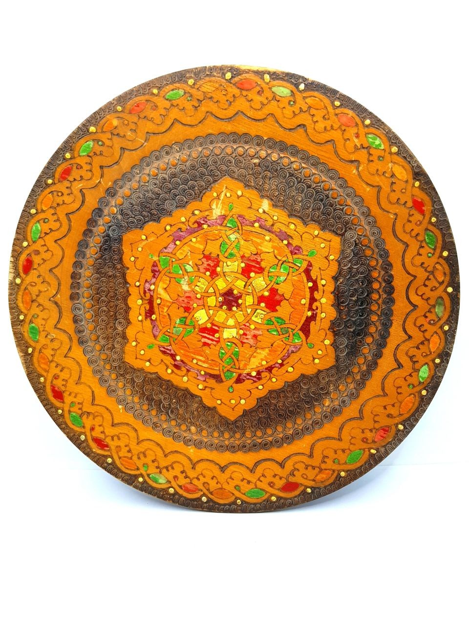 Antique handmade wooden plate