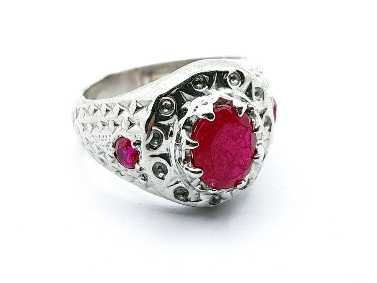 Silver ring with a ruby stone