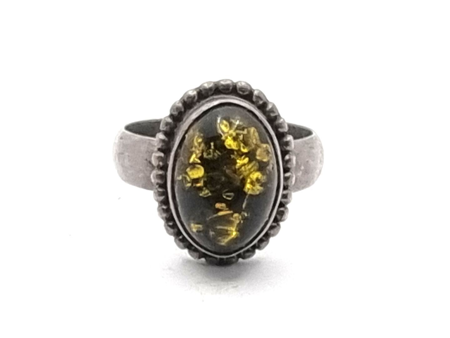 Ring with amber stone