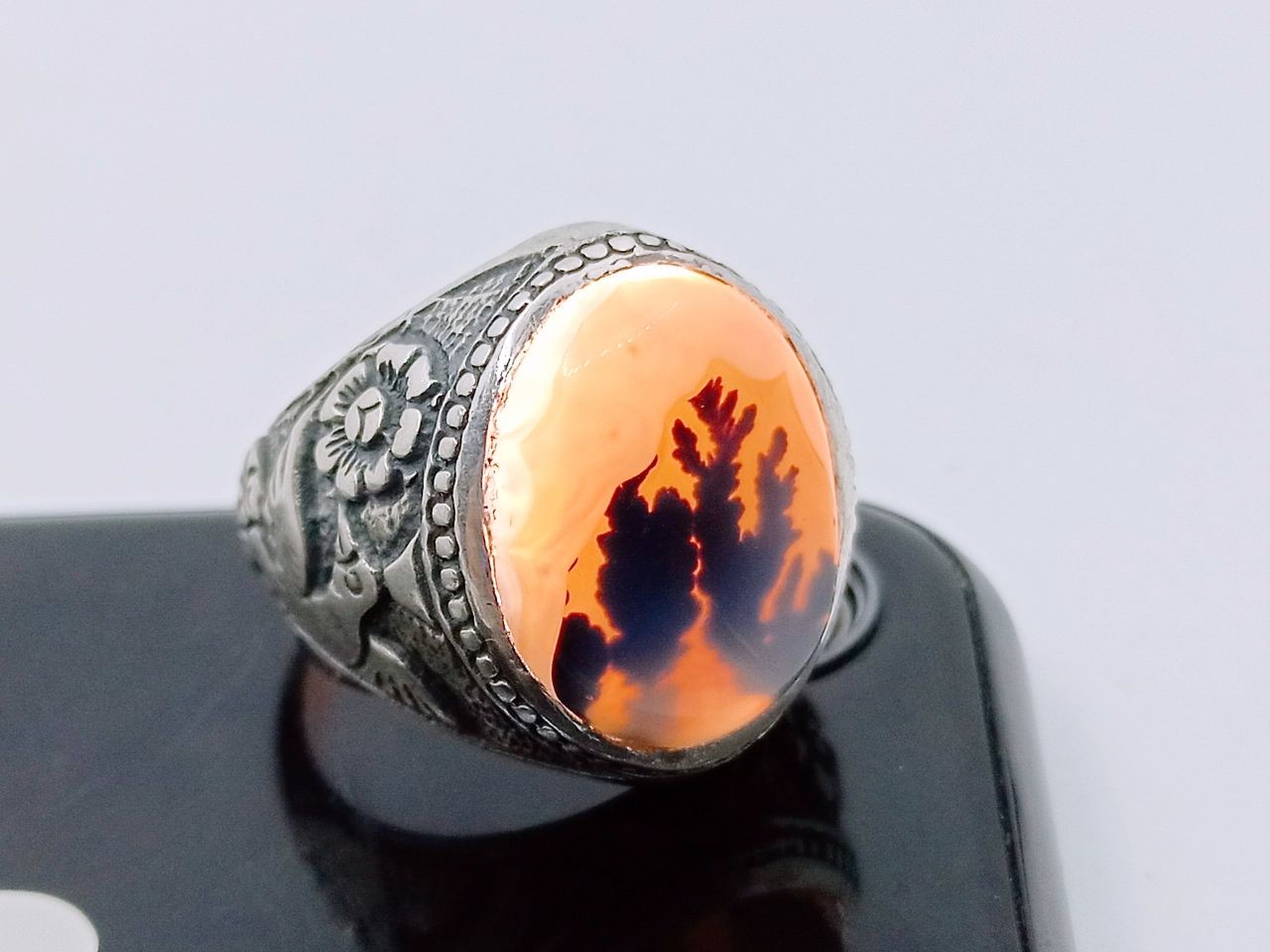 Tree Agate stone ring