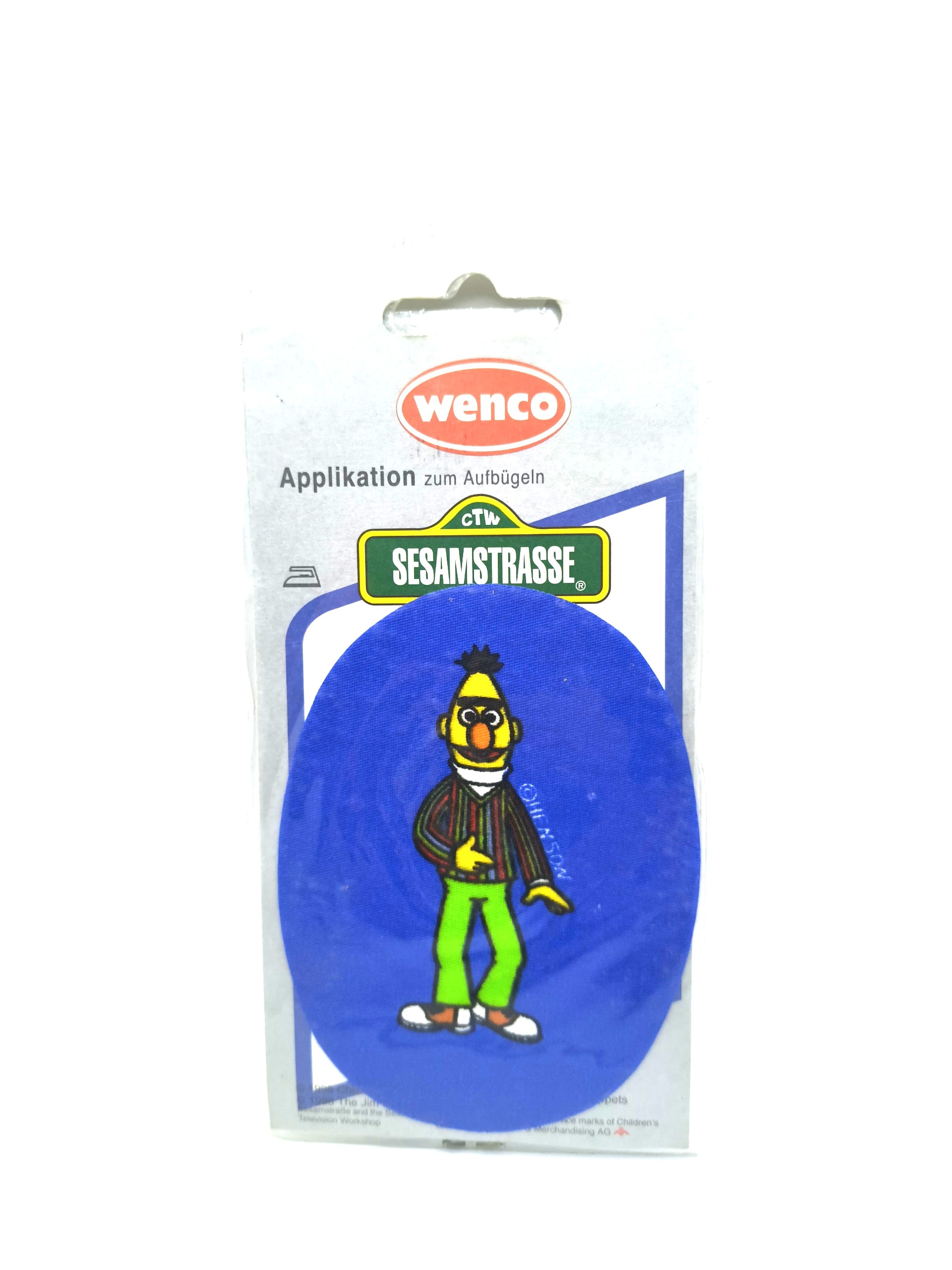 IRON PATCH&STICKERSBadge featuring the character Bert from Sesame Street, with a blue background.