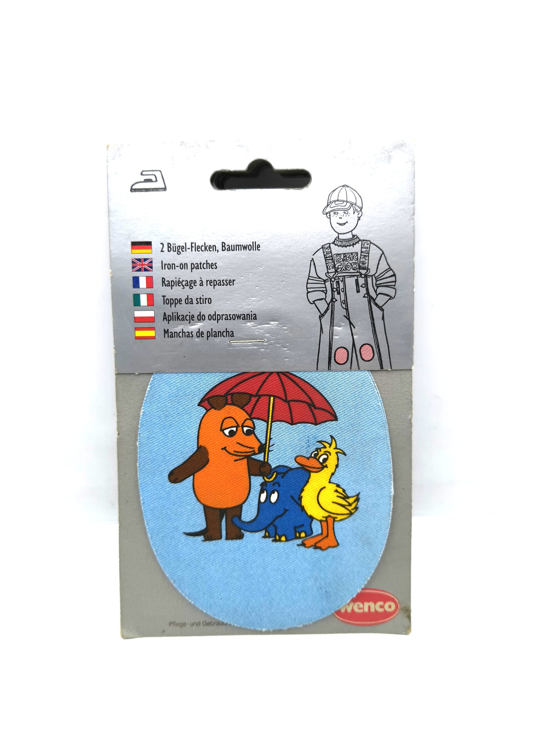 Dog and elephant character badge