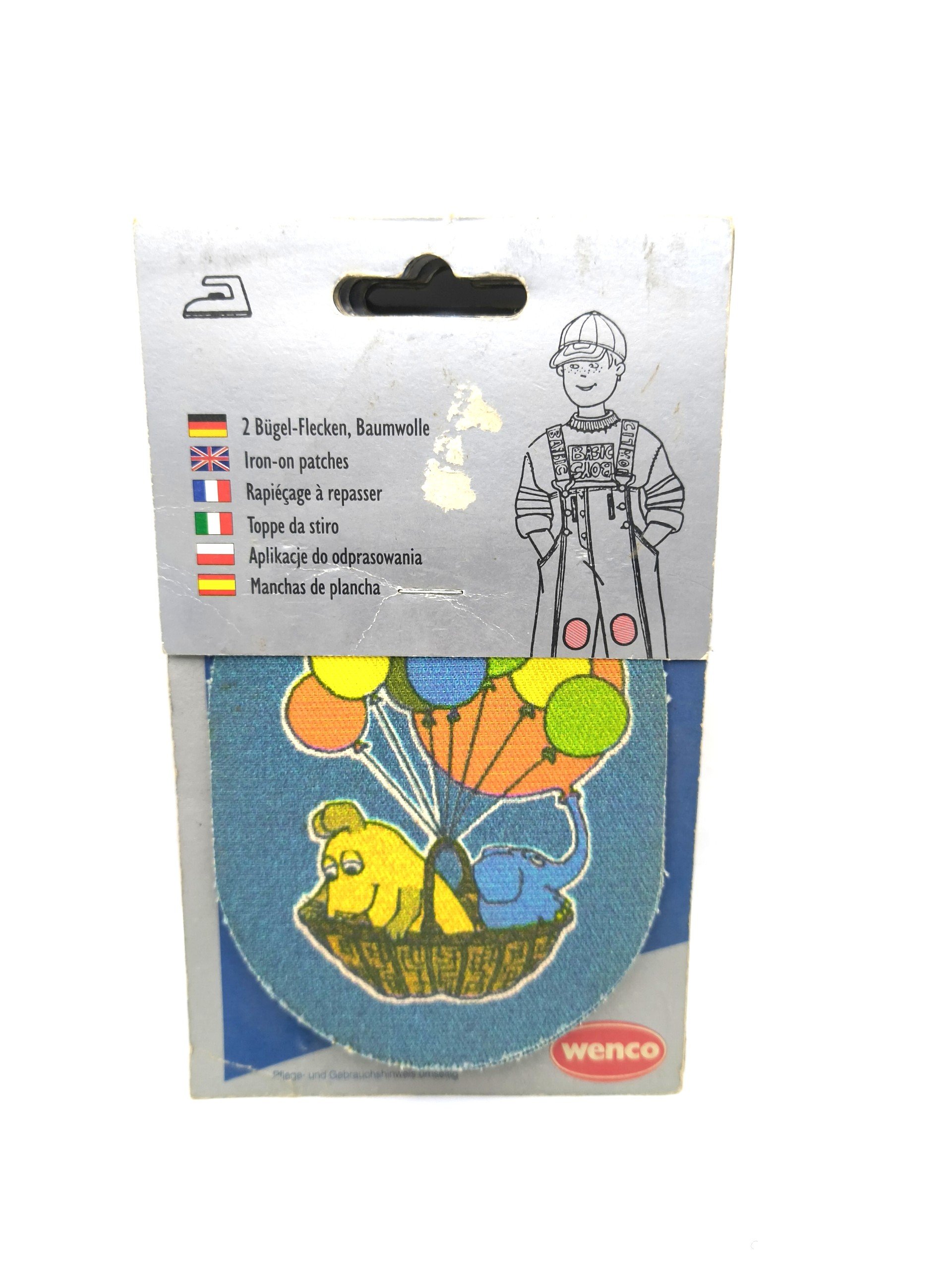 Two-character badge in the shape of a dog and an elephant 